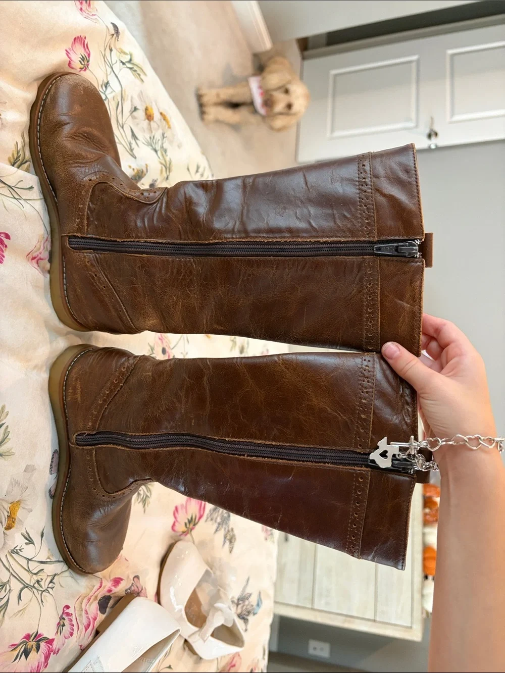Elephantito Brown Braided Leather Girls' Boots